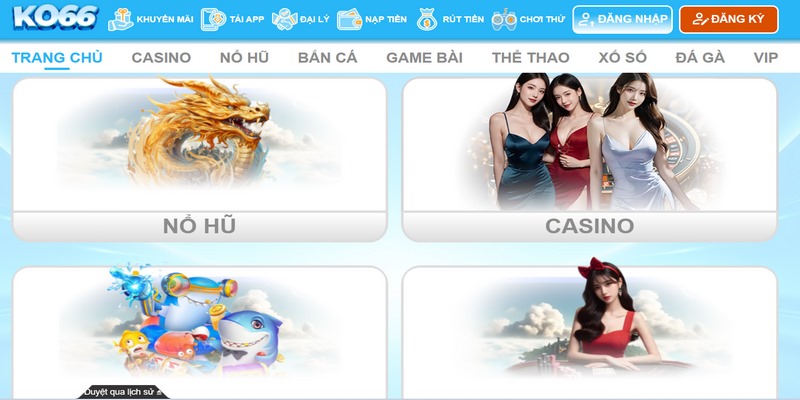 KO66 thiết kế giao diện tinh tế, bố trí danh mục hợp lý dễ dàng tìm kiếm